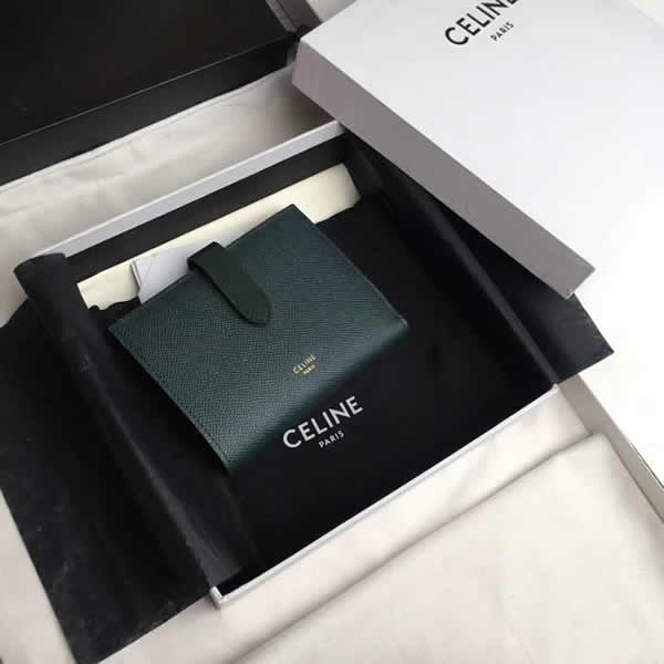 Discount Fake Celine Strap Leather Green Wallet Coin Purse